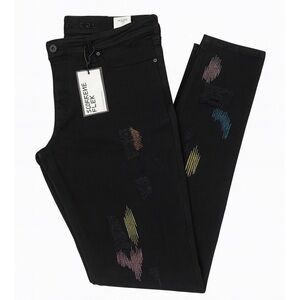 Rue21 Men's Black Jeans with Colorful Stitching